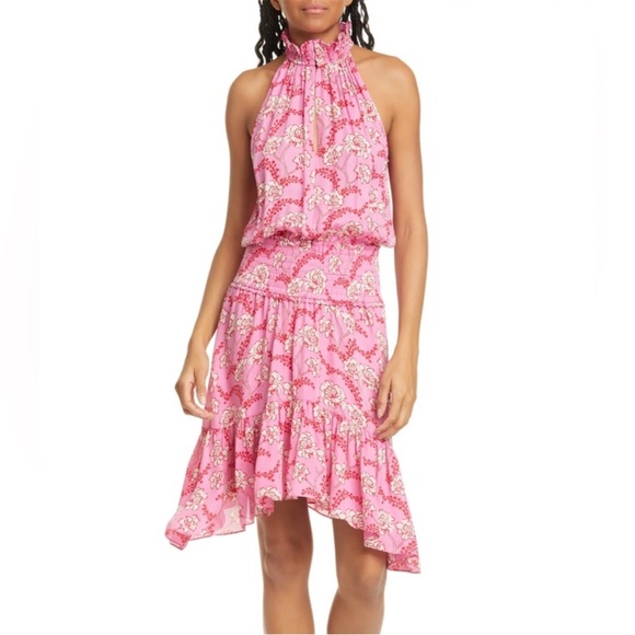 A.L.C. Cody Floral Silk Dress Pink 10 - Picture 4 of 8